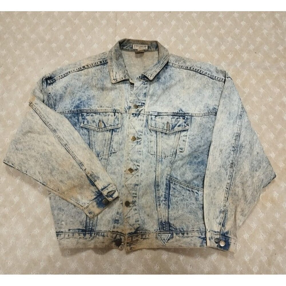Vintage Guess Denim Jacket Women's M Georges Marciano Acid Wash 80s Made in USA